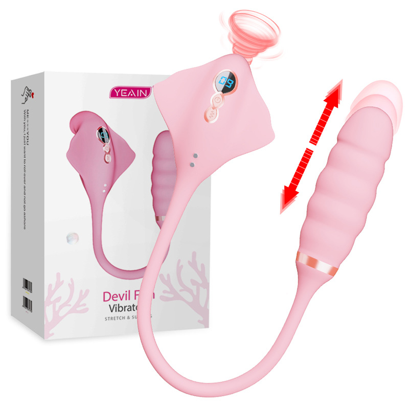 Women's Manta Ray Telescopic Sucking Vibrator Toy 10