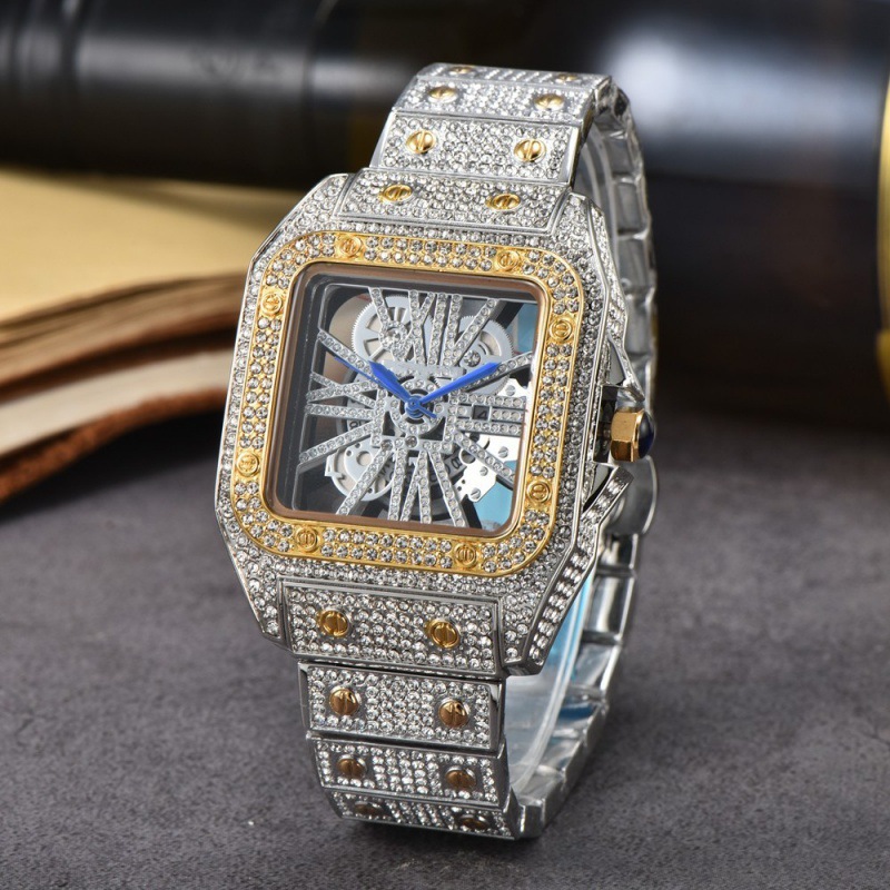 Cross-border Square Watch Steel Band Diamond-encrusted Quartz Movement 4