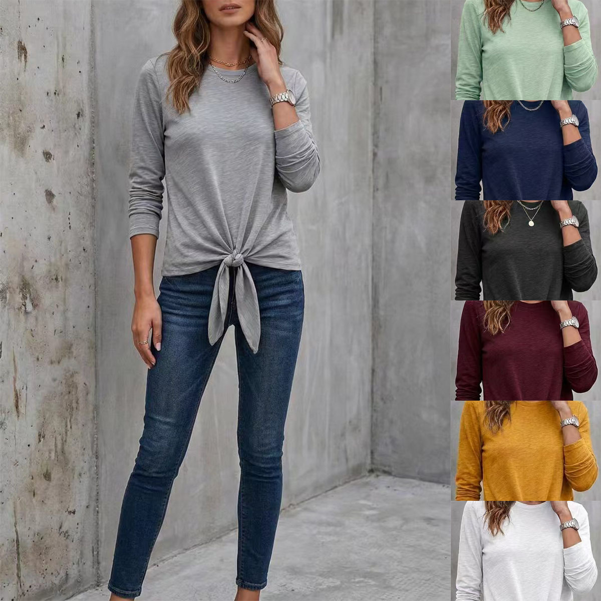 Women's Solid-color Round-neck Loose Casual T-shirt