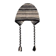 Retro Knit Beanie Women's Warm Wool Hat - Black - View 1