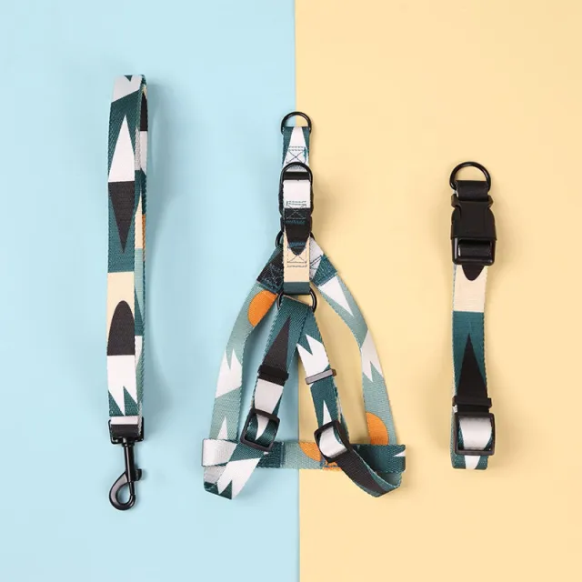 Hand Holding Rope Outing Dog Leash Dog Collar Three piece Set Green And White Three Piece - Shop at LoveMi