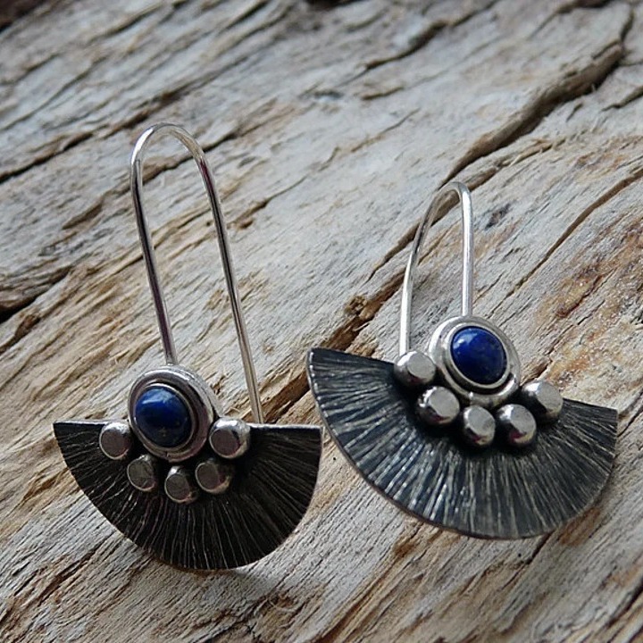 Ethnic Style Retro Semicircle Fan-shaped Metal Alloy Earrings
