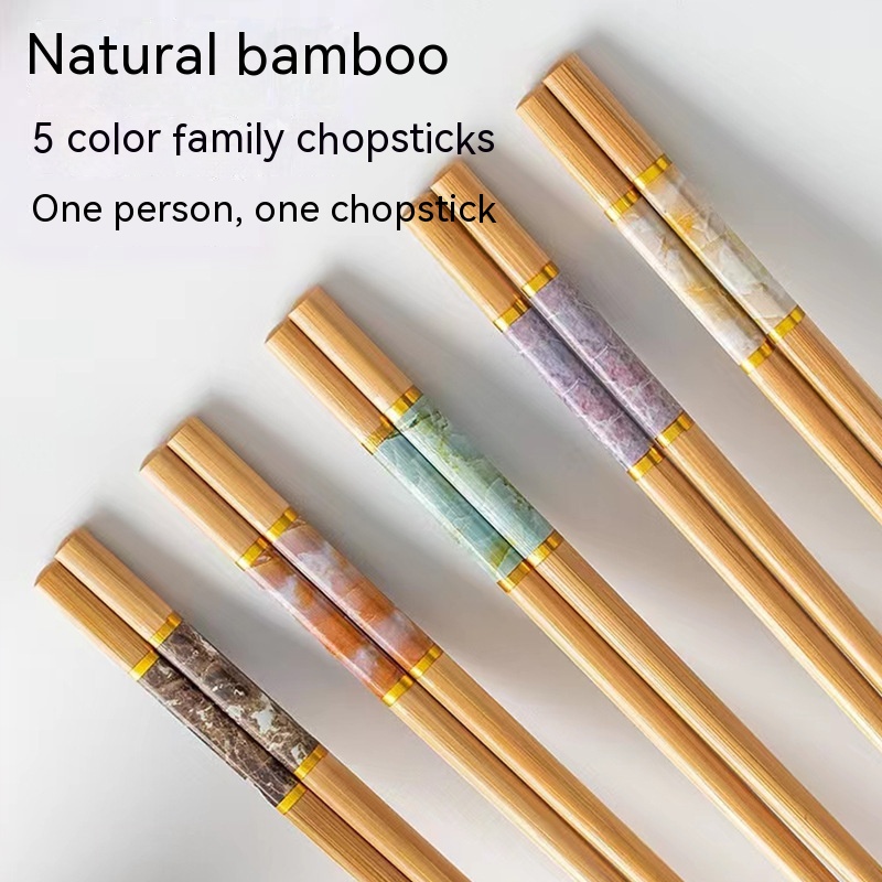 Natural Bamboo Chopsticks Jade Unpainted Solid Wood Chopsticks