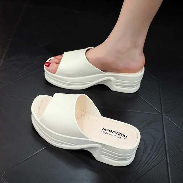 Platform Slippers Female Summer Waterproof Non slip Rain Boots White - Shop at LoveMi