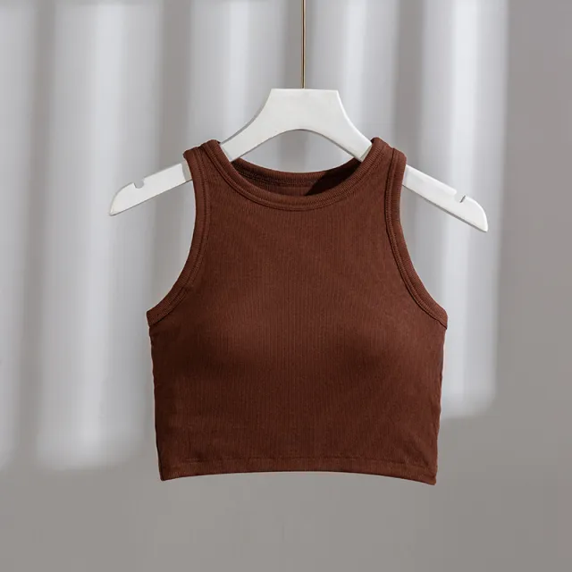 Vest Thread Belt Chest Pad One piece Underwear Base Can Be Worn Outside Caramel Color - Shop at LoveMi