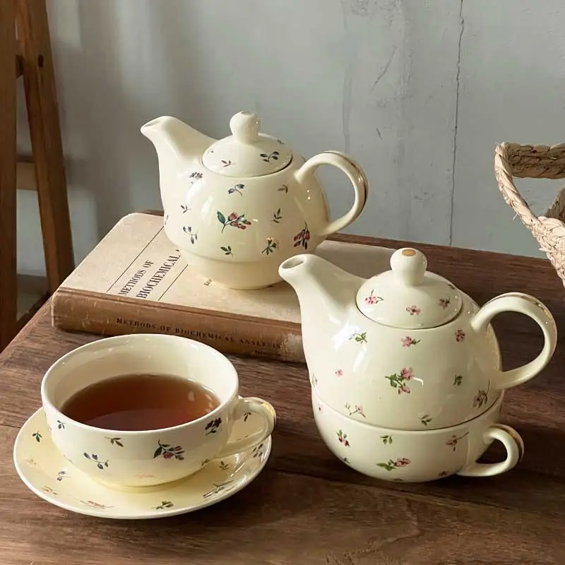 Floral-pattern Ceramic Coffee Cup And Saucer Set