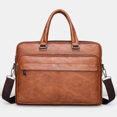Men's Handbag Simple Business Briefcase - Khaki - View 1