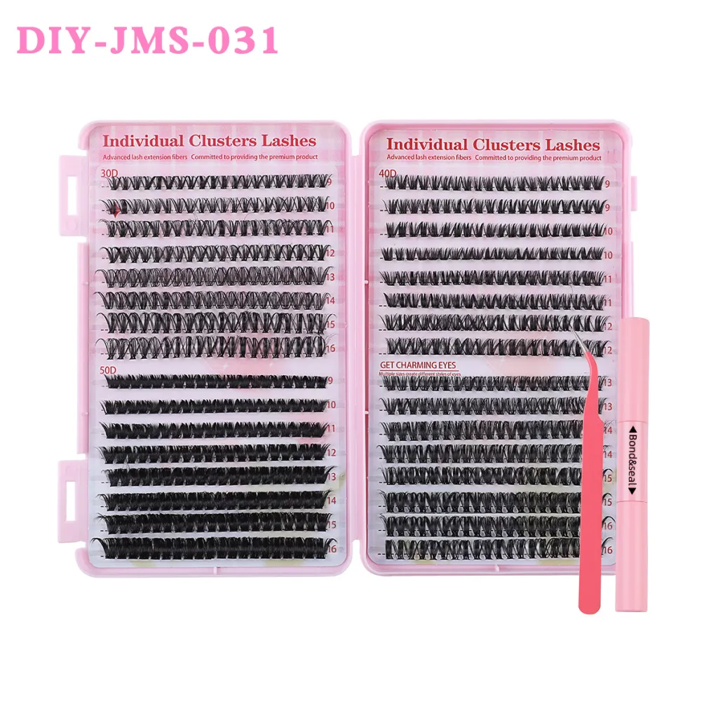 DIY Daily Natural Thick Segment Single Cluster False Eyelashes - Diyjms031 Pink