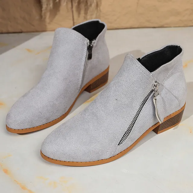 Suede European And American Style Women's Ankle Boots Gray - Shop at LoveMi