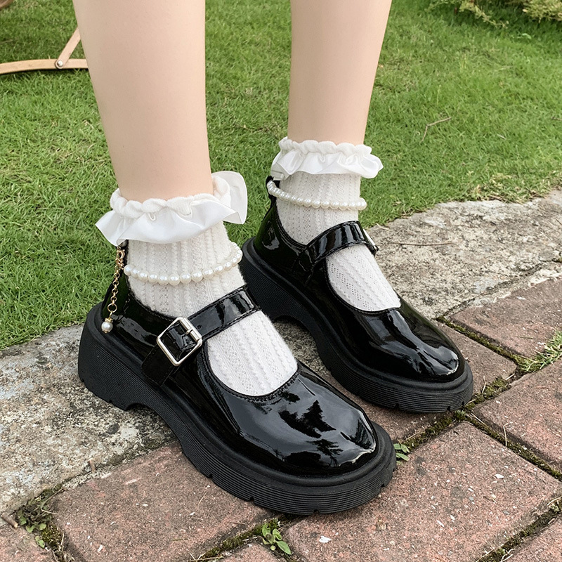 Womens Mary Jane Vintage Chunky-heel Platform Pumps In British Style