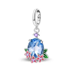 925 Sterling Silver Charm Ocean Starfish Crab Turtle Crystal Flower Bead Charm - Purple Crystal Flowers Pendant - View 1