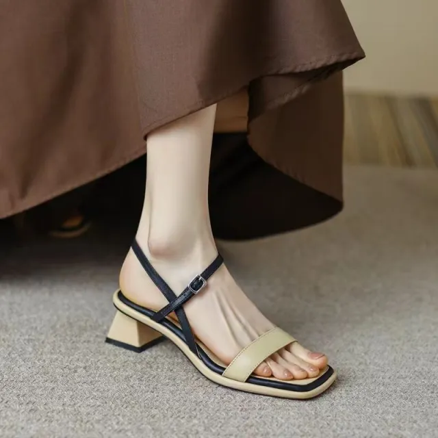 Chunky Heel Ankle strap Toe Sandals For Women Yellow - Shop at LoveMi