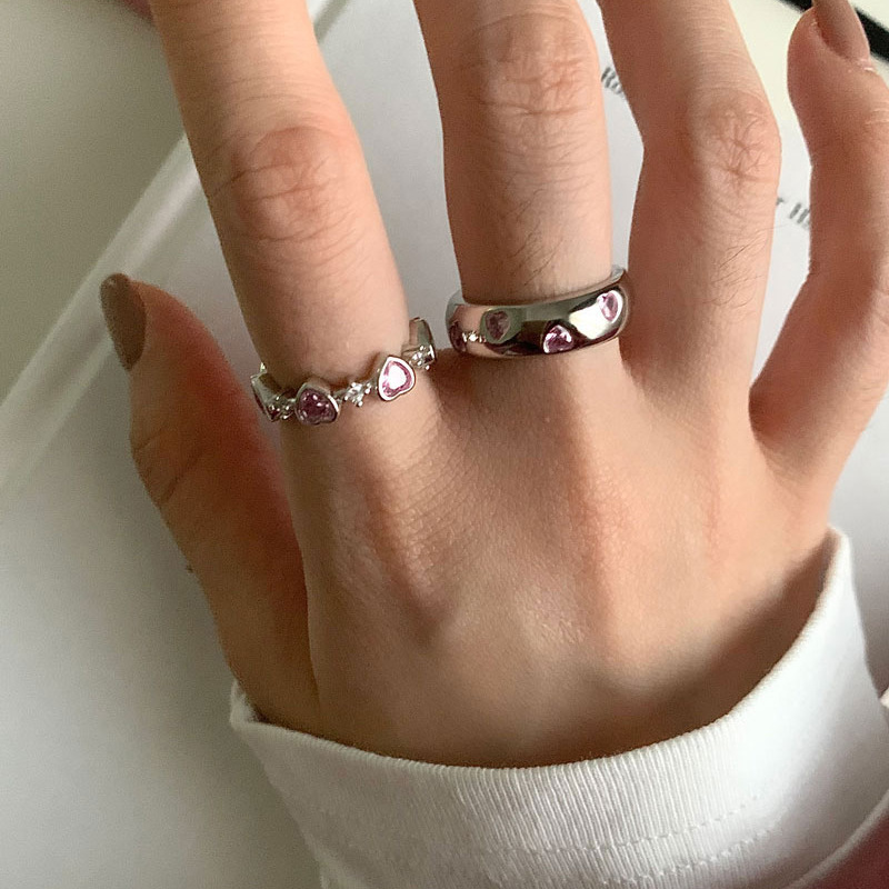 Sweet Cool Loving Heart Zircon Female Ring