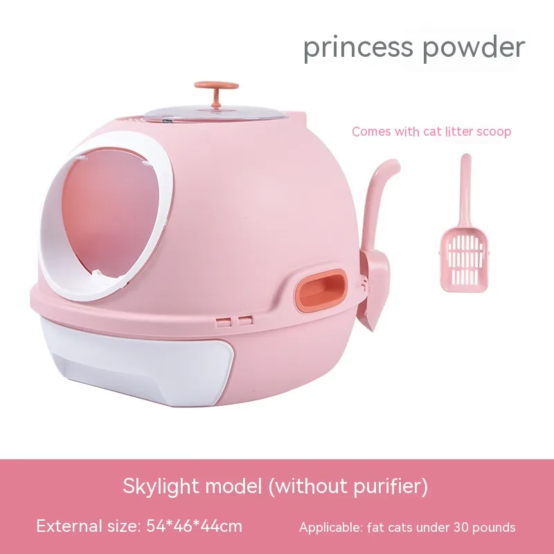 Troublemaker Top-in Fully Enclosed Litter Box - Skylight Model Pink