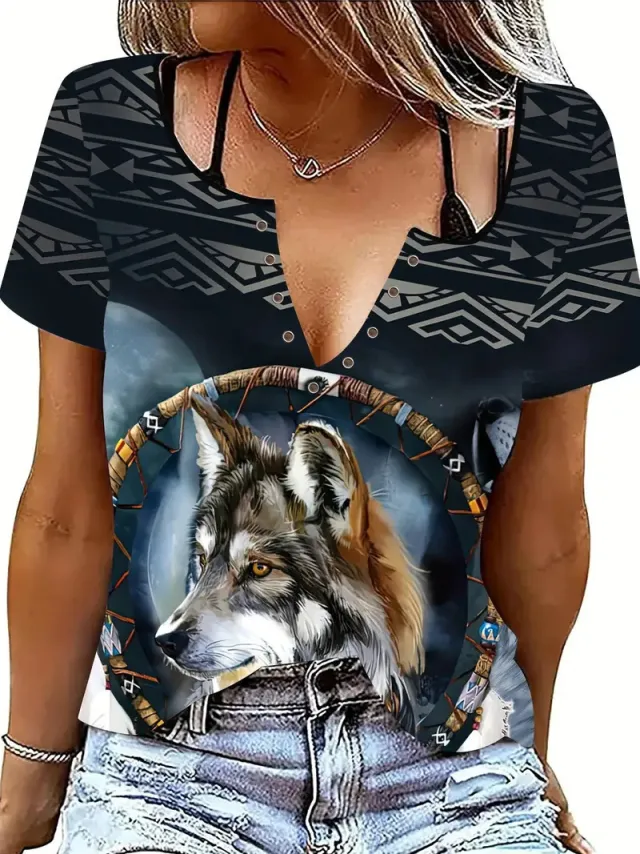 Women's Summer Fashion Animal Striped T shirt Wb30Wb30Zn241125Y056 2Xl - Shop at LoveMi