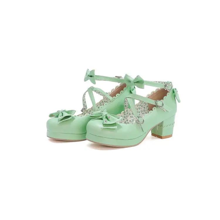 Women's Retro Cute Bow-clasp High Heels