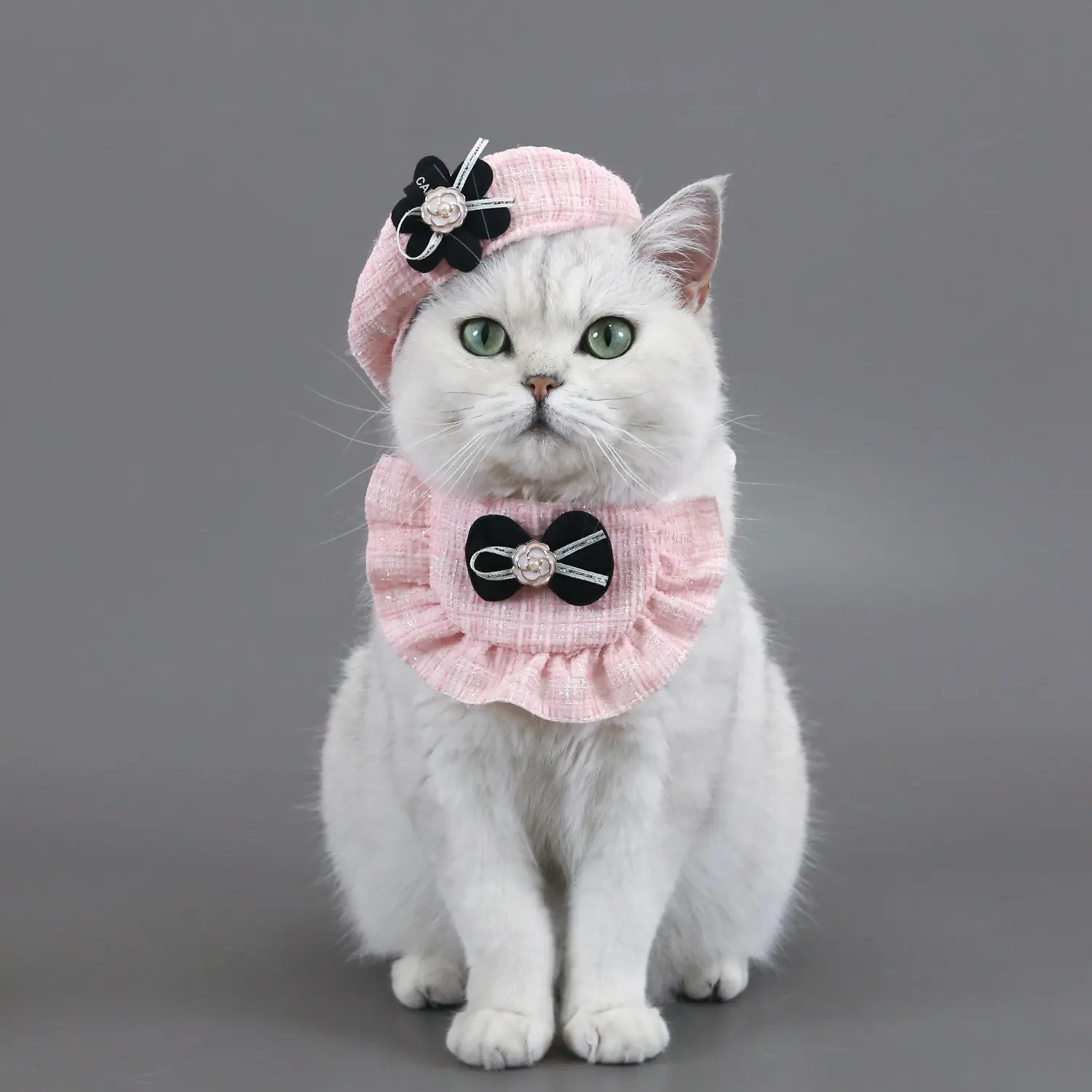 Flower Beret Hat Bow Lace Bib