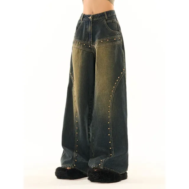 Washed out Vintage Blue Washed Low Waist Jeans For Women Blue - Shop at LoveMi