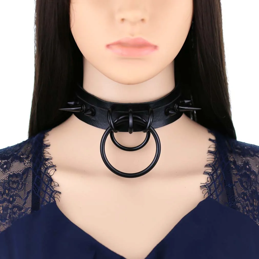 Title 1, Punk Choker Rivet Buckle Spike Collar Necklace ...