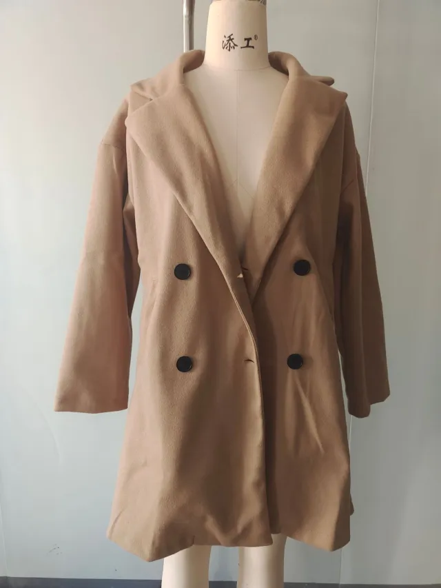 Fashion Button Pocket Long Sleeve Plush Women's Coat Physical Picture - Shop at LoveMi