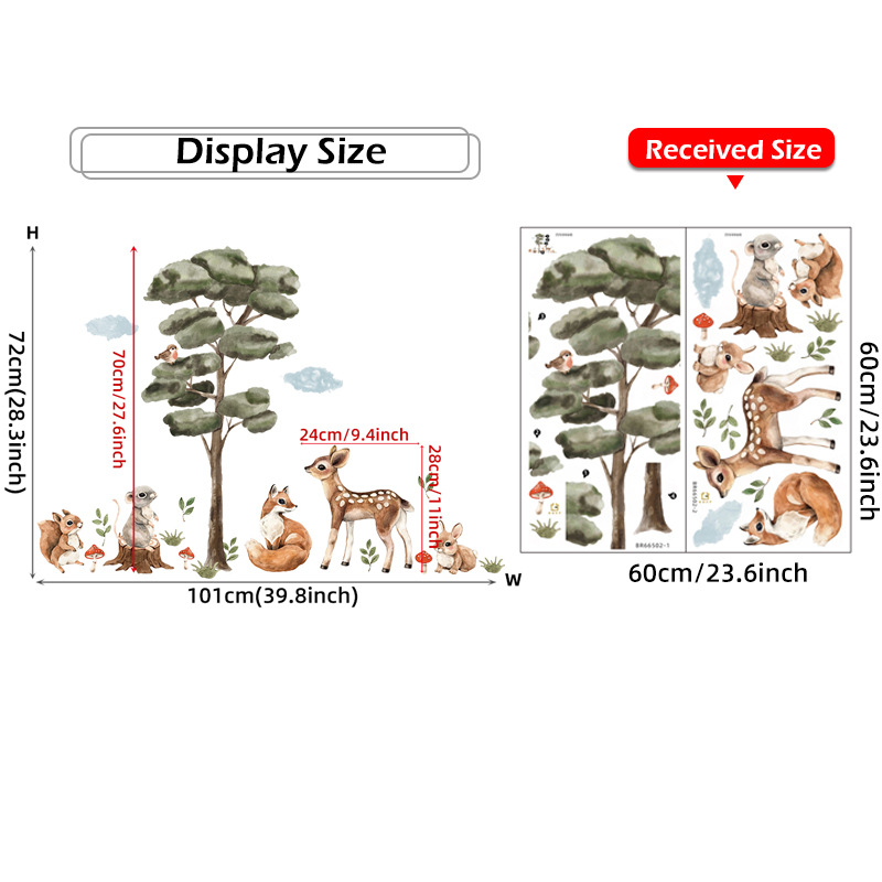 Title 1, Cartoon Big Tree Cute Small Animal Self-adhesiv...