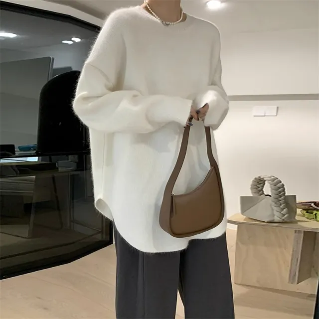 Loose fitting Oversized Sweater Women's Top White - Shop at LoveMi
