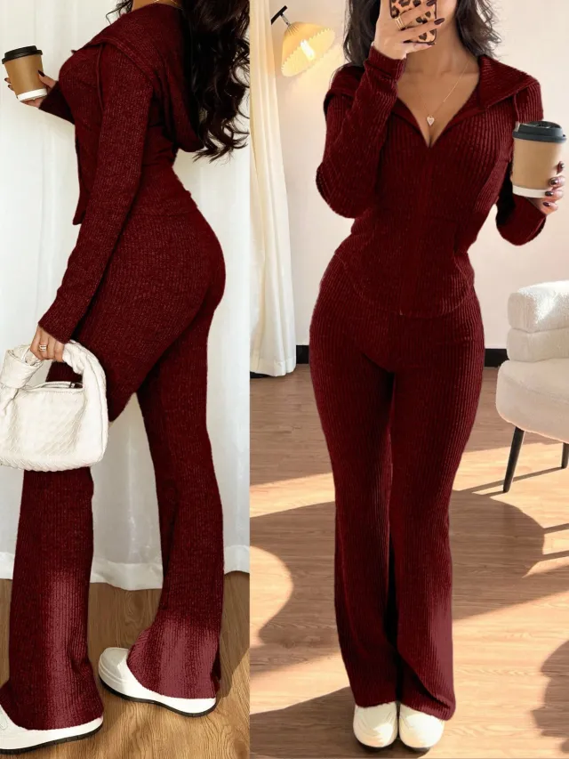 Autumn And Winter Women's Fashion Long Sleeve Wine Red - Shop at LoveMi