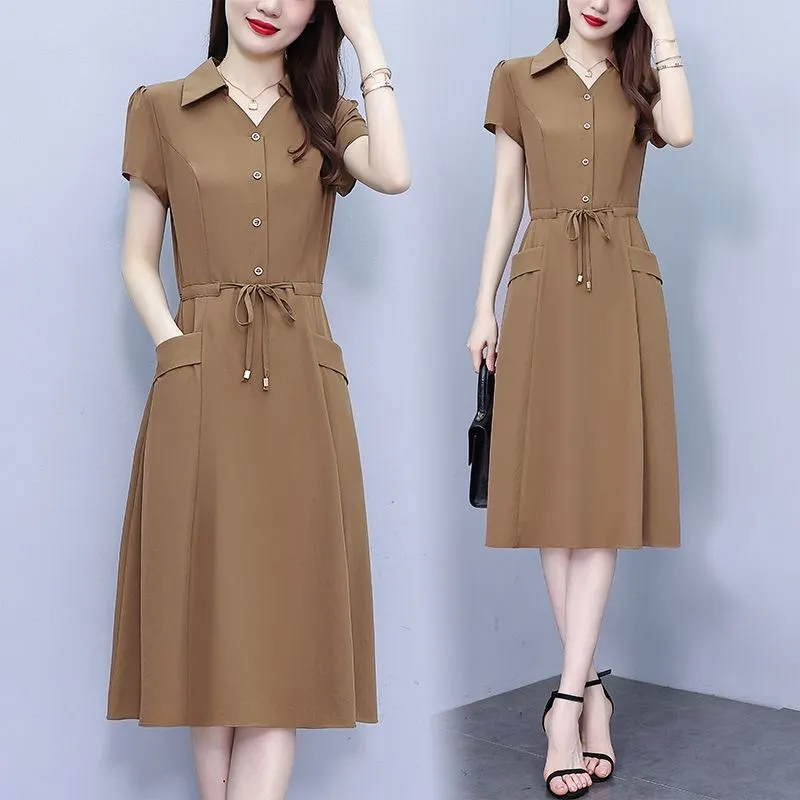 Mom Wear Plus Size Fashionable Stylish Short Sleeve Dress