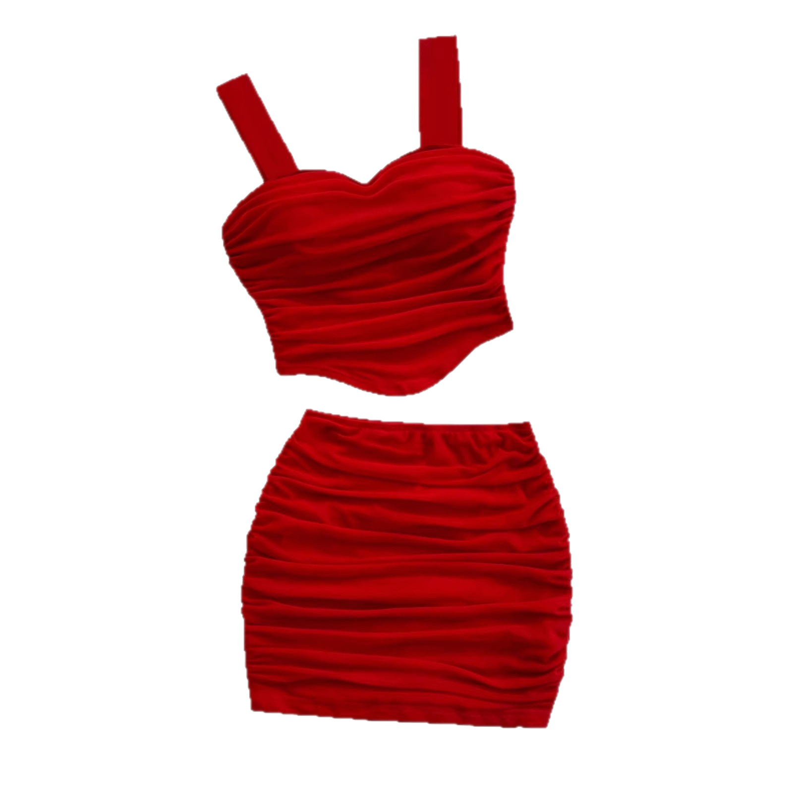 Womens Fashionable And Sexy Cinched-At-The-Waist Tube Top Set 5