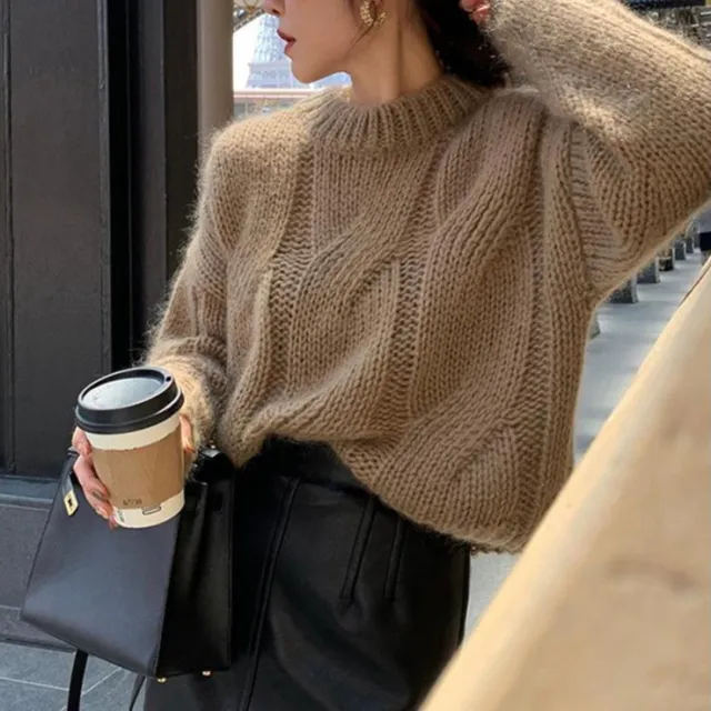 Fashion Loose Knit Sweater For Women Milk Coffee Color - Shop at LoveMi