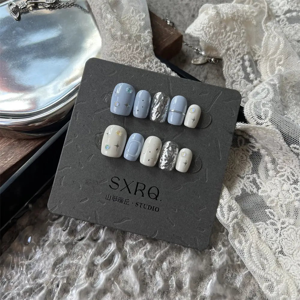 Ins Sea Salt Sky Blue Nail Stickers