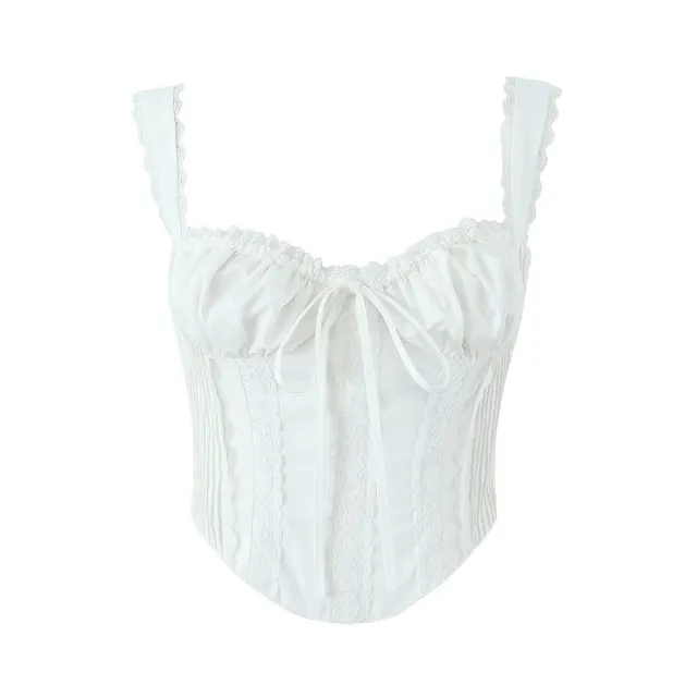 French Sexy Lace Trim Small Sling Vest White - Shop at LoveMi