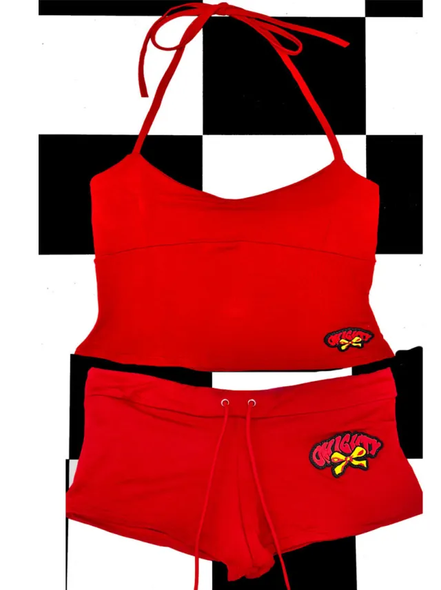 Camisole American Super Short Shorts Two piece Set Red - Shop at LoveMi