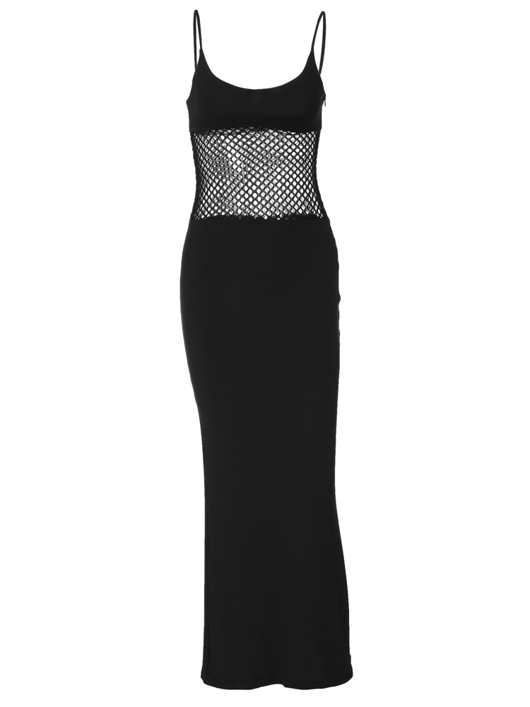 Ladies' Mesh Splicing Sling Long Dress