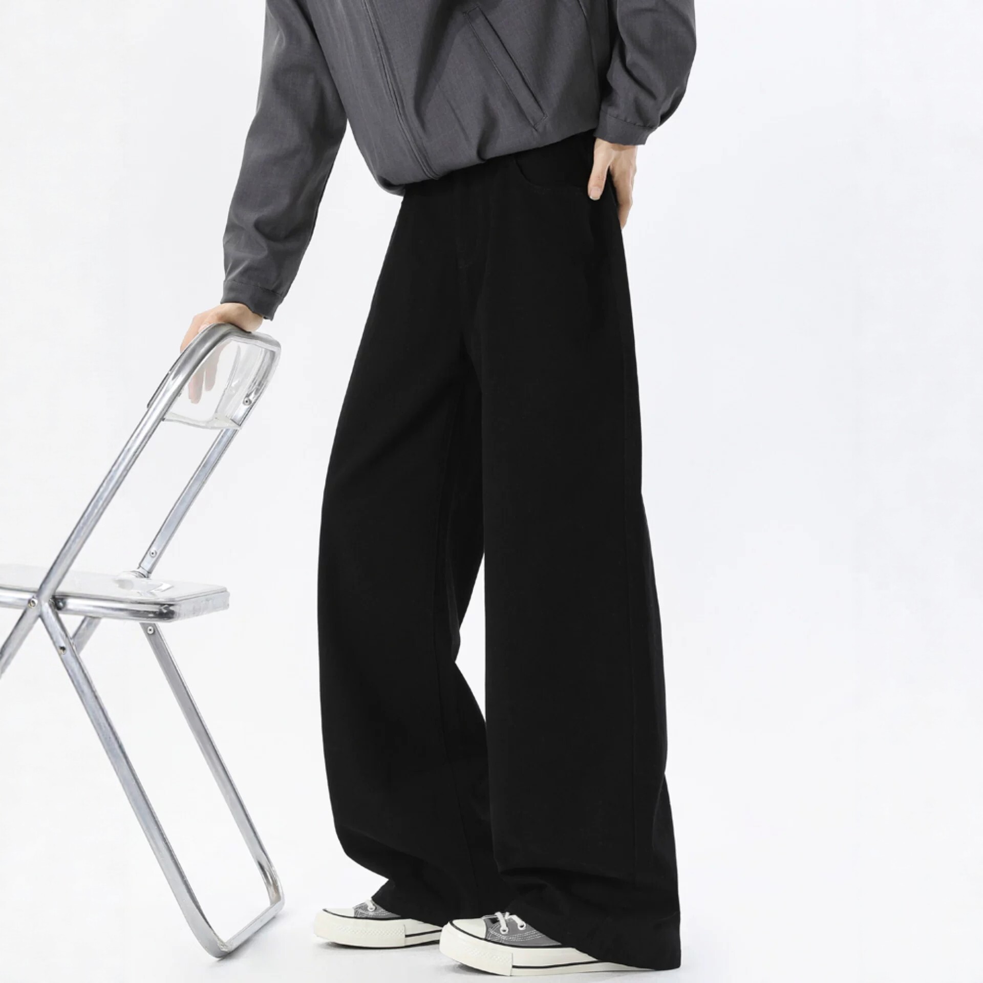 Solid-color Washed Casual Pants For Men — vue 6