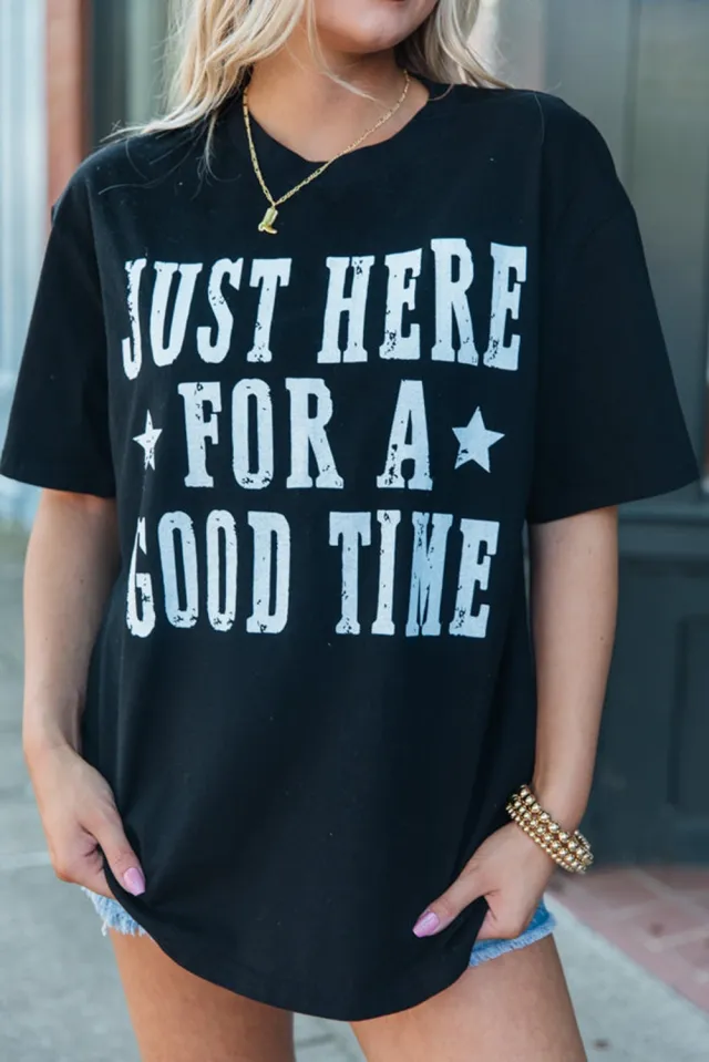 Casual Holiday Cotton Letter Print Short sleeve T shirt Black 4Style - Shop at LoveMi