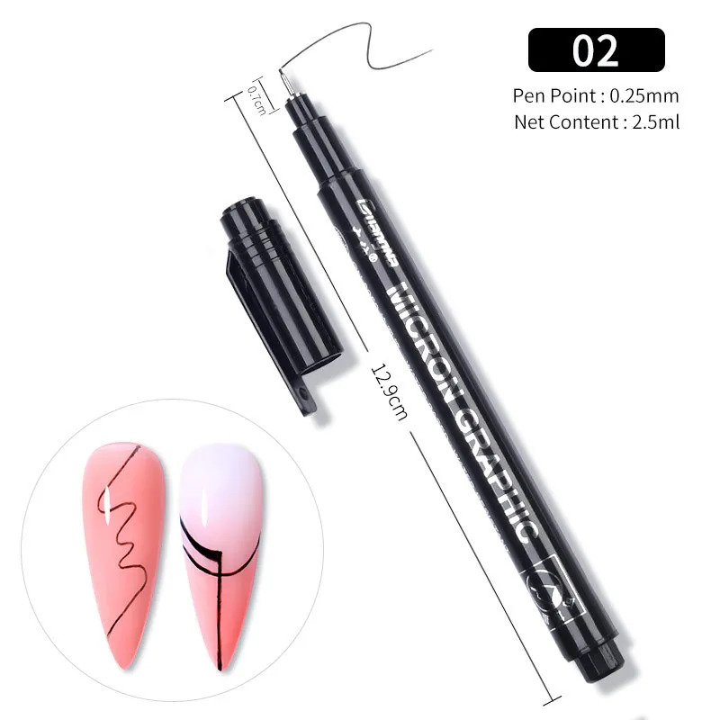 Nail Brush 3D Fluoresent Marker Graffiti Pen Drawing Nail Painting Pen - 02Color