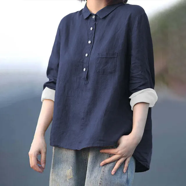 Arrival Long Sleeve Slub Linen Lapel Print Fashionable All match Pocket Lining Wjj55 Xl - Shop at LoveMi