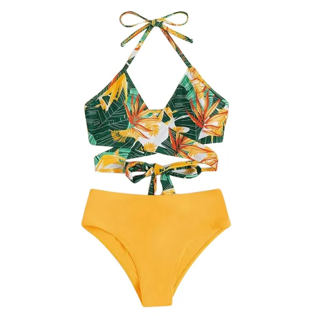 Women's Vest style Bikini Backless Floral print Two piece Swimsuit Floral - Shop at LoveMi