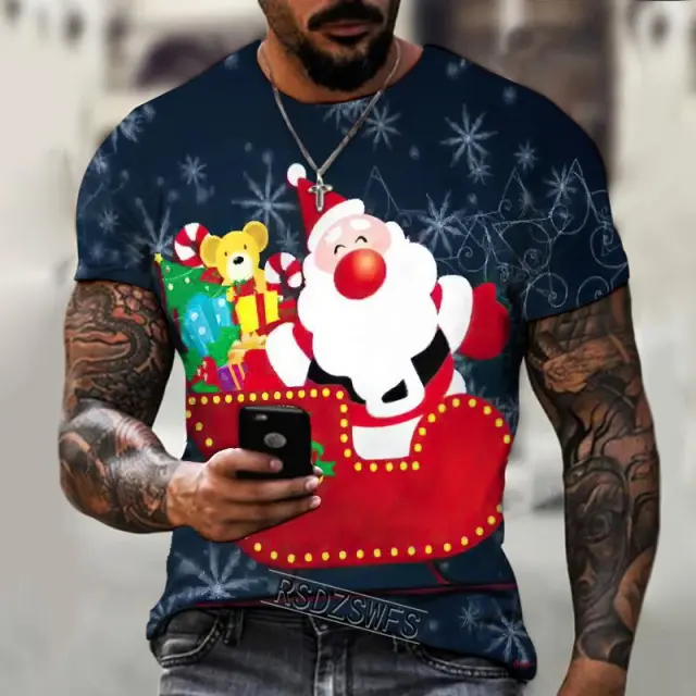 Fashion Christmas Short Sleeve Round Neck A4136 - Shop at LoveMi