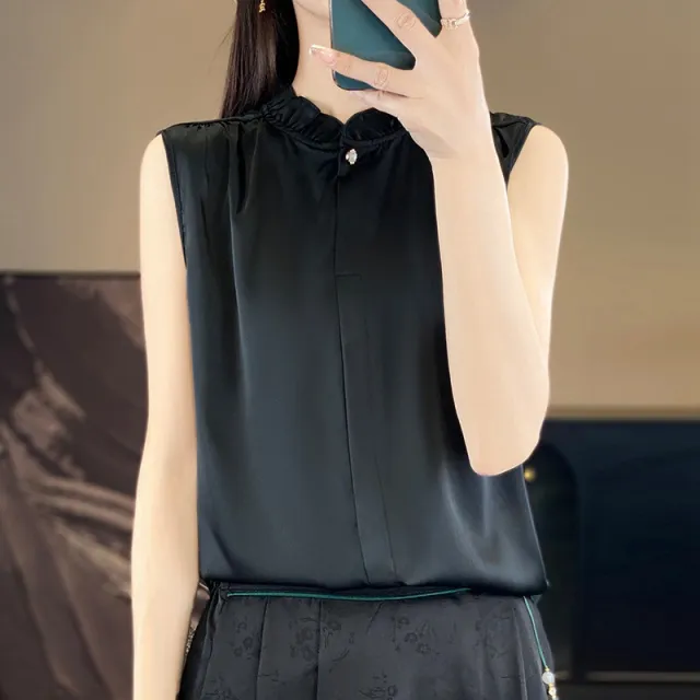 Fashion Personality Solid Color Temperament Shirt Women Black - Shop at LoveMi