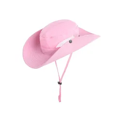 Bucket Hat Women's Summer Outdoor Sun Hat Exposed Ponytail Sun Hat Sun Protection Hat - Pure Pink - View 1