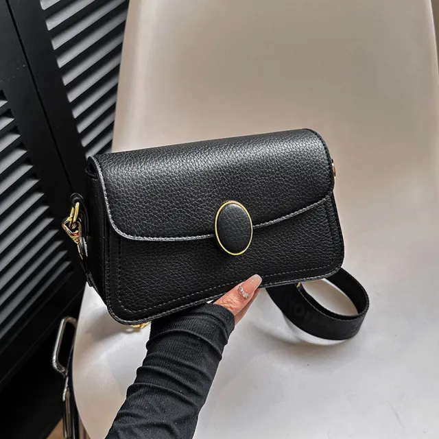 Fashion Small Square Bag All matching Wide Shoulder Strap Shoulder Bag Black - Shop at LoveMi