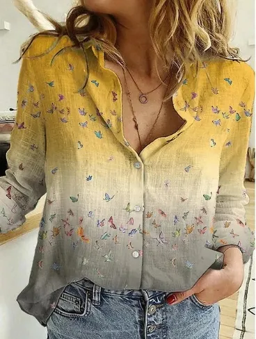 Women's Printed Casual Long Sleeve Shirt Style 26 - Shop at LoveMi