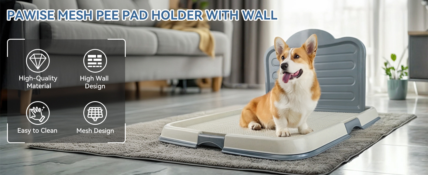 Mesh Dog Potty Training Tray with Wall Mount Clip - Portable Puppy Toilet Pad Holder for Indoor Use detail photo 9