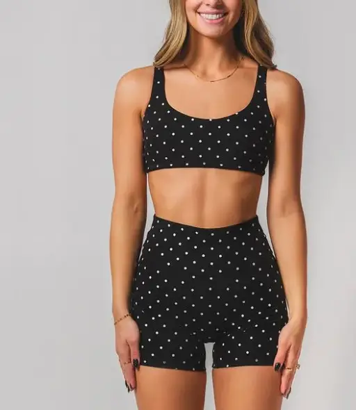 Split Casual And Comfortable Wave Point Two Piece Swimsuit Suit