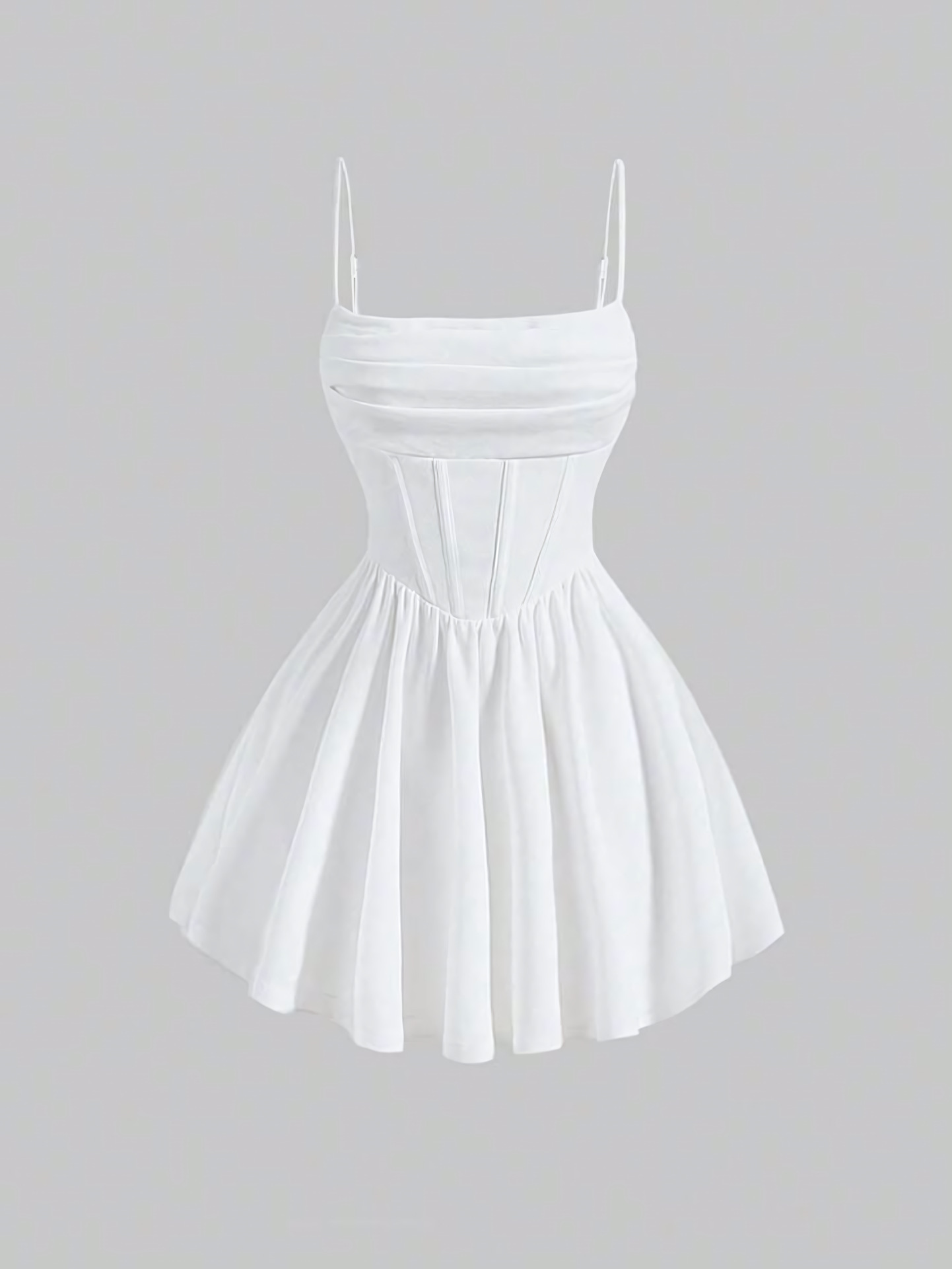 Sexy Dress Solid Color Pleated Back Zipper Sling Dress - Image 5