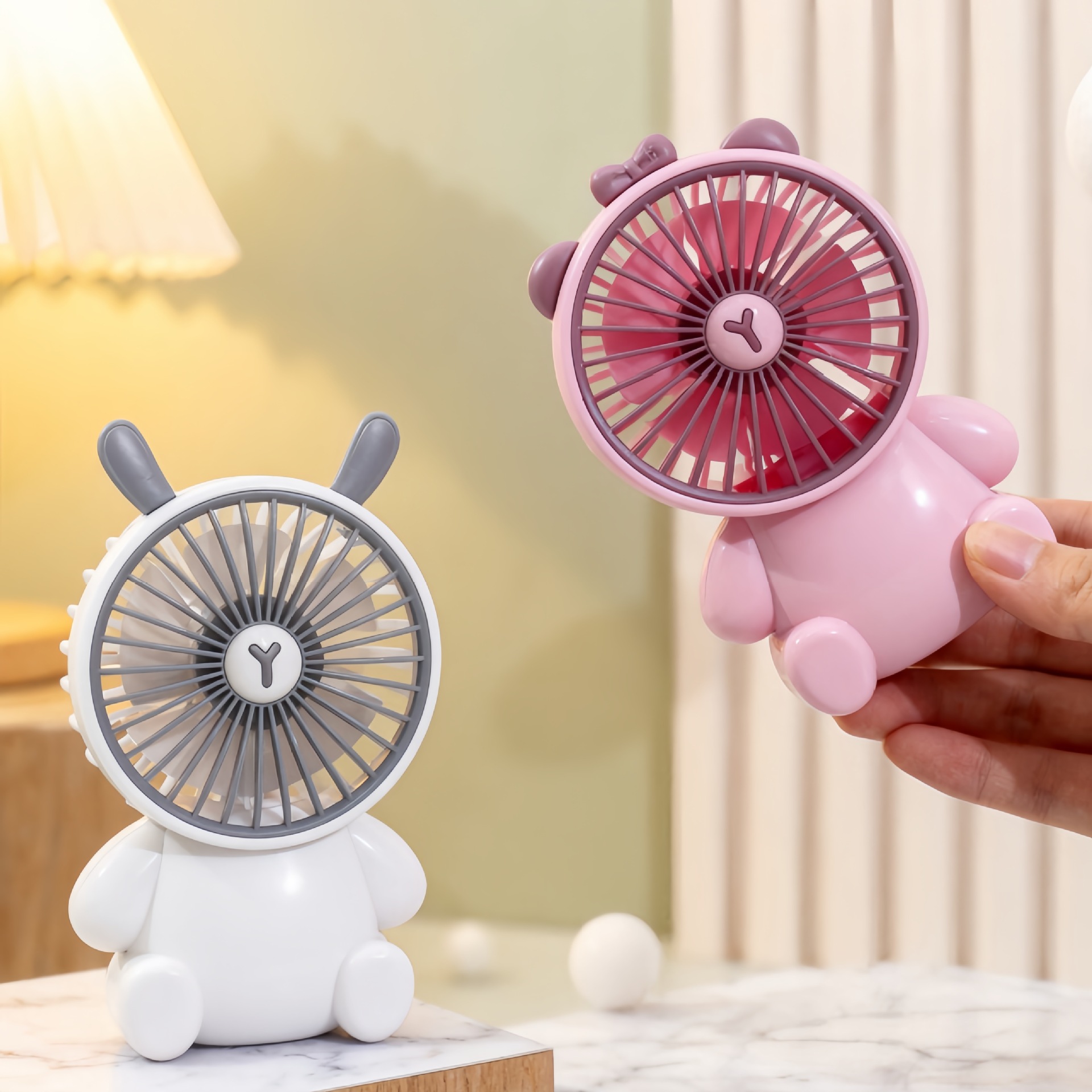 Cartoon Electric Fan Mini Handheld Rechargeable Fan