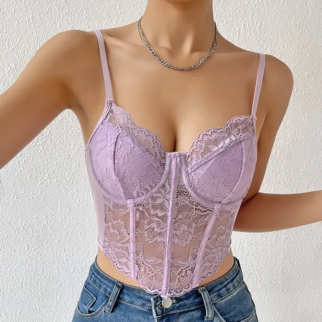 Lace Slim fit Tank Top Women Purple - Shop at LoveMi