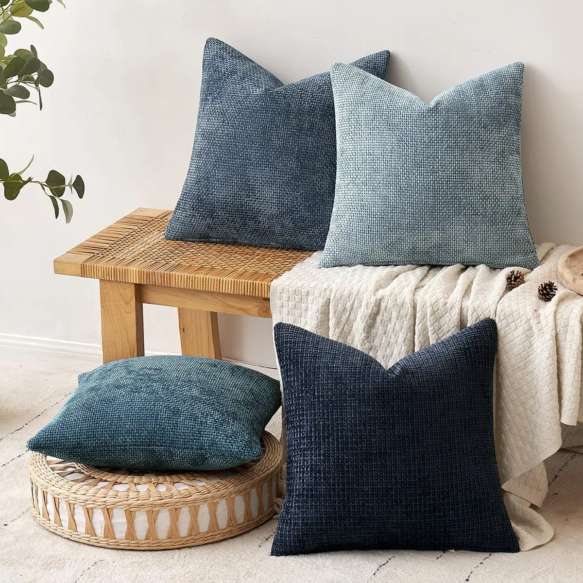 Knitted Simple Solid-Colored Cushion Soft Sofa Throw